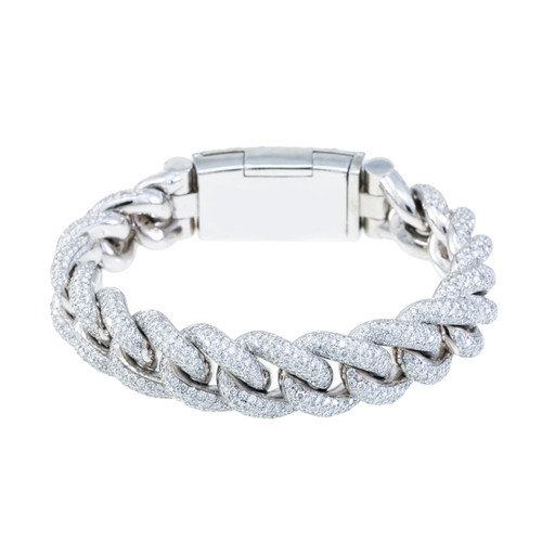 14K White Gold Diamond Cuban Link Bracelet by Daniel Creations Jewelry