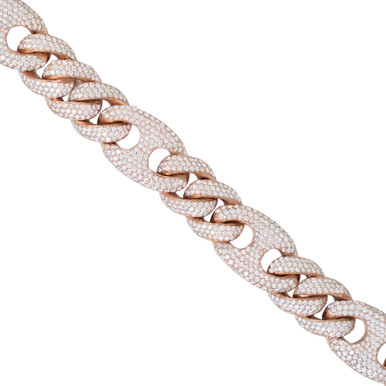 14K Gold Cuban Link Diamond Bracelet 8 Inches 16mm 66241