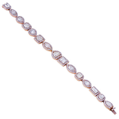 Monogram bracelet metallic rose gold with white zircons - Loisir