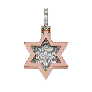 Rose Gold Diamond Star of David Necklace 16 14K Single Cut .10ctw Judaica Faith