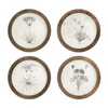 Round Wood Framed Flower Graphics, 4 Assorted
