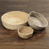 Set of 3 Corn Husk Rope Basket Trays