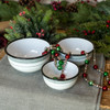 SET/ 3 GREY STRIPED ENAMELWARE BOWLS