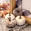 4/Pack, Cream & Gray Burlap Pumpkins, 2.25"