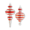 Assorted Red and Silver Striped Finial Ornaments
