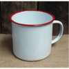 Red Rim Enamelware Soup Mug