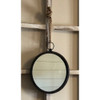 Black Distressed Frame and Mirror w/Rope Hanger