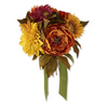 16 Inch Fall Peony Dahlia & Sunflower Bundle w/Green Satin Ribbon