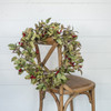 24" GOLD HOLLY & RED BERRIES WREATH