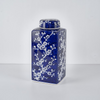 12in Ceramic Jar, Navy with Cherry Blossoms