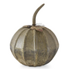 9.75 Inch Gray Distressed Metal Pumpkin w/2 Leaves