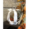 White Distressed Metal Pumpkin Lantern Small 6" x 4.75"