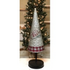 Merry Christmas Red Check Metal Cone Tree 21" x 6"