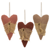 Stuffed Primitive Heart Ornament w/Cheesecloth, 3 Asst (each)