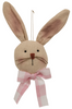 Primitive Stuffed Bunny Head Orn w/Pink & White Bow
