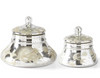 SILVER MERCURY GLASS ETCHED LIDDED CONTAINERS SET/2