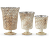 HONEYCOMB CHAMPANGE MERCURY GLASS FLUTED VASES SET/3