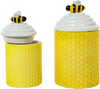 Cer Spr Bees Jar W/Lid S/2