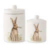 S/2 WHITE CERAMIC LIDDED CONTAINER W/ BUNNY