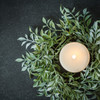 12" SOFT GREEN TEA LEAF CANDLE RING