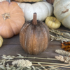 Lrg. Wood 3D Carved Pumpkin