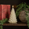 8" CREAM SHIMMER 3D FLAME BALSAM TREE CANDLE