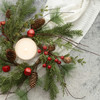 14" PINE BELLS BERRY PINECONES CANDLE RING