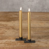 SET/2 9.5" 3D FLAME GOLD TAPER CANDLE