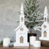 22.5" SNOWY LIGHTED WOOD CHURCH