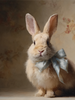 HMK1434L Blue Bow Bunny Portrait