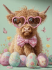 HMK1455B Easter Highland Cow Block