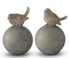 9.25 Inch Gray & Gold Resin Bird on Ball Finials ASST EACH