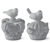 4 Inch Gray Resin Birds on Crowns ASST EACH