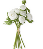 15 Inch White Real Touch Ranunculus Bundle (10 Stems)