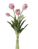 15 Inch Pink Real Touch Tulip Bud & Bloom Bundle UV Protected (5 Stem)