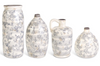 CERAMIC CREAM CRACKLE W/GRAY FLORAL VASES (asst each)