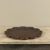 14.25IN DARK WOOD SCALLOPED TRAY