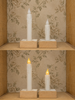 7in White Grungy LED Timer Taper Candle