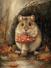 HMK1377B FALL PIP MOUSE MUSHROOM 4X6 BLOCK