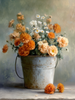 HMK1597B BUCKET OF FALL BLOOMS 4X6 BLOCK