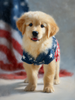 HMK1633B PATRIOTIC PUPPY 4X6 BLOCK