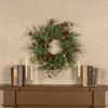 24" SNOW FLURRY WREATH W/ RED BERRIES