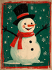 HMK1709B RETRO SNOWMAN BLOCK