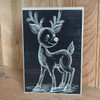 HMK1716B VINTAGE CHALKBOARD REINDEER BLOCK