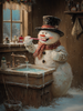 HMK1494B SNOWMAN BRUSHING TEETH BLOCK