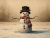 HMK1344B RUSTIC PRIM SNOWMAN BLOCK
