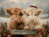 HMK1333B CHRISTMAS HIGHLAND TWINS BLOCK