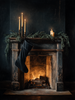 HMK1688 MOODY CHRISTMAS FIREPLACE BOX FRAME