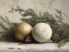 HMK1772 ANTIQUE ORNAMENTS IN PINE BOX FRAME
