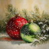 HMK1353 RED GREEN ORNAMENTS BOX FRAME